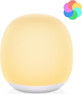 Baby Night Light, Nursery Night Lamp with 8 RGB Colors Changing, Soft BPA Free Silicone Touch Night Light for Kids Room Breastfeeding, 1h Timer, Rechargeable & Stepless Dimming