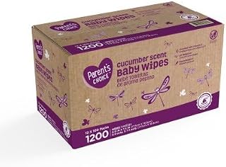 Parents Choice Baby Wipes, 12 packs of 100 (1200 count) (Cucumber Scent)