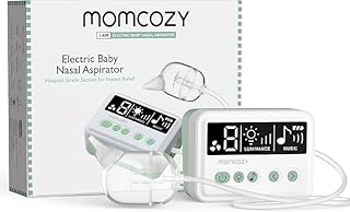 Momcozy Nasal Aspirator for Baby, 【Hospital-Grade】 70 KPa, 9 Levels,Strong Suction Nose Sucker, 9 Adjustable Levels Electric Nasal Aspirator for Toddler & Newborn, Soothing Light & Lullabies,BPA Free