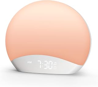 Sound Machine Sunrise Alarm Clock with Night Light for Bedrooms | 26 Nature Inspired Sleep Sounds, 0-100% Dimmable Clock, Sunrise Lamp, Wake Up Light, Brown/Pink/White Noise for Baby, Kids