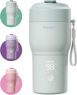 Papablic Pro Portable Bottle Warmer for Travel – 2X Faster Heating, 5 Temp Settings, Baby Milk & Formula Warmer On the Go, Long Battery Life, Mint Green