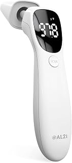 @AL21 Dual Mode Thermometer for Adults, Kids, and Babies – Infrared Digital Forehead and Ear Thermometer No Touch, Fever Alarm, 1-Second Reading, 32 Memory Recall