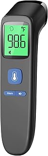 No-Touch Thermometer for Adults, Kids, Babies, 1-Sec Fast Accurate (Black) | Fever Alarm, Large LCD with 3-Color Backlight, Silent Mode, 35-Reading Memory, Forehead & Object Mode, for Home & Clinic