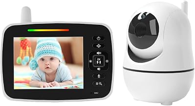 Kidsneed Baby Monitor 3.5" Screen Video Baby Monitor with Camera and Audio | Remote Pan-Tilt-Zoom, Night Vision, VOX Mode, Temperature Monitoring, Lullabies, 2-Way Talk, 960ft Range