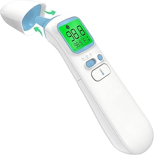 Ear & Forehead Thermometer for Adults, Kids & Baby, 1s Fast and Accurate | Fever Alert with 4-Color Backlit Display, Storage Pouch Included, Silent Mode, ℃/℉ Switchable, 35 Memories, Object Mode