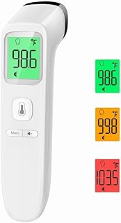 No-Touch Thermometer for Adults and Kids, Fast Accurate Digital Thermometer with Fever Alarm & Silent Mode, Easy-to-use, Forehead Thermometer for Babies, Kids & Elderly | Large LCD with 3-Color Backlight, Fever Indicator, Mute Mode, Memory Recall, Dule Mode Forehead/Object, for All Ages