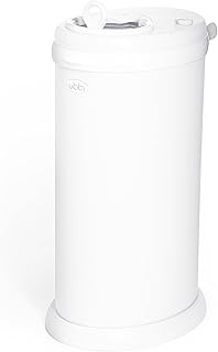 Ubbi Stainless Steel Diaper Pail, No Special Bags, Odor-Locking, White | Award-Winning Registry Must-Have, Childproof Safety Lid with Lock, Holds Up To 55 Newborn Diapers, Modern Nursery Essential