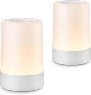 2 Pack Baby Night Light for Nursery, Rechargeable Touch Night Light, Portable Bedside Lamp, Dimmable Nursing Light for Breastfeeding, Diaper Changes, Kids Room & Bedroom