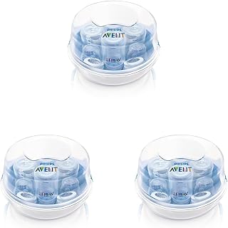 Philips AVENT Microwave Steam Sterilizer for Baby Bottles, Pacifiers, Cups and More, SCF281/05 (Pack of 3)