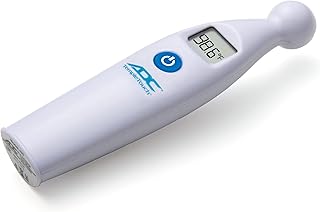 ADC Adtemp 427 Temple Touch 6-Second Digital Thermometer, Ideal for Infants | Includes an easy-to-read, color-coded, backlit LCD display: Green for normal readings, red for high temperatures.