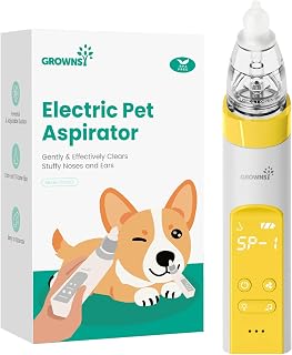 GROWNSY Electric Nasal Aspirator for Pet, Whisper-Quiet Nose & Ear Suction for Dogs, Cats, Puppies & Kittens, Adjustable Suction, Food-Grade Silicone, Relieve Congestion, Clear Milk, Clean Ears