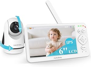 HelloBaby Baby Monitor with Camera and Audio 6" Screen, 30H Battery 4000mAh | No WiFi, Night Vision, 2-Way Talk, Pan-Tilt-Zoom, ECO, 1000ft Long Range, Temp Display, Video Audio Monitor, Baby Elderly Pet