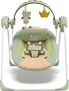 Baby Swings for Infants, Portable Baby Swing with Adaptable Speed, Music and Timer, Infant Swing for Babies 0-9 Months 6-20 lbs, Indoor/Outdoor Use
