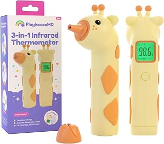 Playhouse MD Baby Thermometer for Kids, Fever Buddy Giraffe | Digital Infrared No-Touch Forehead & Ear Thermometer, 3-in-1 Contactless Thermometer with Fever Indicator