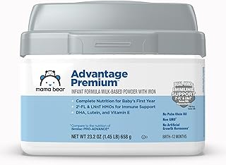 Amazon Brand - Mama Bear Advantage Premium Baby Formula Powder, 2'-FL HMO, LNnT HMOs for Immune Support, Non-GMO, 23.2 oz, 1.45 pound (Pack of 1)