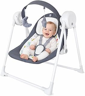 Baby Swing SpaceSaver Ultra-Compact Foldable Infant Swing (Fits in 5.3" Gaps!) 6 Speed Modes | Portable Newborn Swing for Travel/Car/Picnic (0-6M, 6-20lbs)