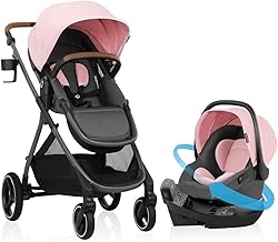 Evenflo Shyft Intuiti Travel System with Revolve180 LiteMax™ NXT Rotating Rear-Facing Lightweight Preemie and Infant Car Seat 3-30 lbs. (Amaranth Pink)