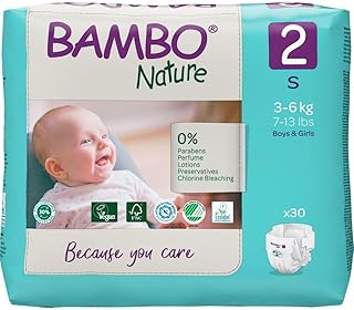 Bambo Nature Hypoallergenic Baby Diapers, Eco-Labeled Diapers, Enhanced Leakage Protection, Totally Chlorine-Free, Skin Friendly, and Super Absorbent - Size 2 (30 Count)