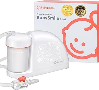 BabySmile Electric Nasal Aspirator, Gentle Suction Nose Cleaner for Babies | White S-503 Variation; Compatible with S-303 and S-504, Simple Controls, Washable Parts, BPA-Free Silicone and Hand-Wash Care