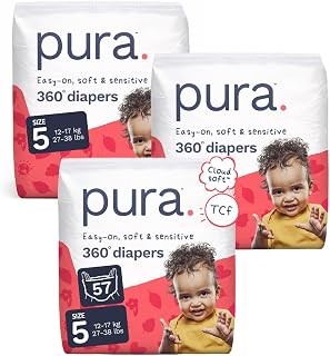 360° Stretch Diaper Pants Size 5 (27-38 lbs) 57 Count | 360° Stretchy Fit, Easy Pull Up & Down, Cloud Soft for Sensitive Skin, Totally Chlorine Free*, Allergy UK Certified