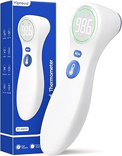 No-Touch Thermometer for Adults and Kids, 1-Second Fast Reading, Color-Coded Fever Alarm, Silent Mode, Object & Room Temperature Function, Baby Essential | Home Medical | Nurse Accessories for Work | Large Clear LCD, Color-Coded Fever Indicator, Silent Mode, Forehead & Object Mode, Home Medical, Nurse Accessories