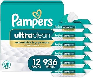 Ultraclean Baby Wipes (Previously 'Free & Gentle'), 99% Water, Hypoallergenic, Unscented, 100% Plant Based, Plastic-Free, 936 Wipes Total (12X Flip-Top Packs)