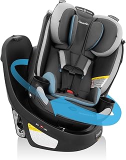 Evenflo Revolve360 Slim 2-in-1 Rotational Car Seat with Quick Clean Cover (Stow Blue)