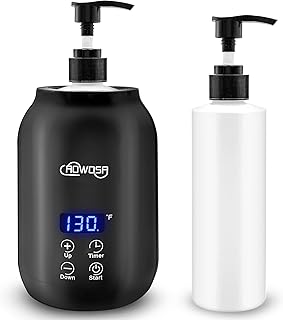 Massage Oil Warmer Bottle Professional Electric Lotion Digital Heater for SPA, Automatic Lotion Cream Oil Warmer Heated for Salon, Barber Shops, Home, with Two Bottle Dispenser (Black)