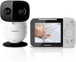 Panasonic Baby Monitor with Camera and Audio, 3.5” Color Video Baby Monitor, Extra Long Range, Secure Connection, 2-Way Talk, Soothing Sounds, Remote Pan, Tilt, Zoom,1 Camera, KX-HN4001W (White/Black)