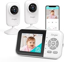 Simyke Upgrade Video Baby Monitor with 2 Cameras and Audio 2.8" Screen,Night Vision,APP,Wireless,2-Way Talk,1200ft Long Range,Feeding Timer,Temperature Sensor,VOX/ECO,5 Lullabies,Portable,Easy Setup