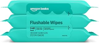 Flushable Wipes, Fragrance Free, Adult Wet Wipes,126 Count (3 Packs of 42), Packaging May Vary