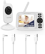 HelloBaby 3.2 Inch Baby Monitor No WiFi, USB Cable Video Baby Monitors | 2-Way Talk, Night Vision, Manual Baby Camera, ECO, 1000ft Range, Temp Display, Portable Travel, Baby Elderly, HB2438 Upgrade