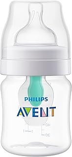 Philips Avent Anti-Colic Baby Bottle with AirFree Vent, Slow Flow 1 Nipple, 0m+, 4oz, 1 Pack, Clear, SCY701/91