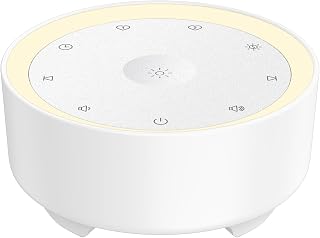 Kipcush White Noise Machine for Sleeping, Baby & Adults, High-Fidelity Non-Looping Sounds, Sleep Sound Machine with Dimmable Night Light, USB Powered, Memory Function, Home, Nursery & Travel