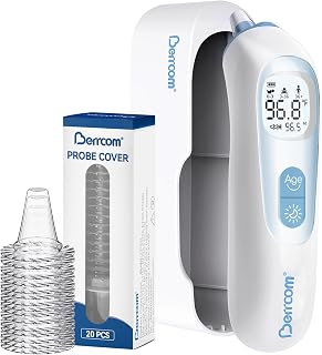 Berrcom Digital Ear Thermometer with Heated Tip for All Ages | 1-second accurate reading, fever alert with mute & night light, includes 21 probe covers & storage box, for baby kids adults