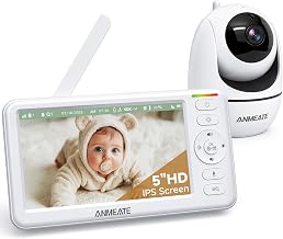 ANMEATE 5" HD Video Baby Monitor with Camera and Audio | No WiFi, 48H Battery Life,720P Remote Pan Tilt Zoom, Two-Way Talk, Night Vision, Thermal Monitor, Lullabies, 1000ft Range