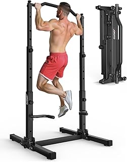 Foldable Pull Up Dip Station, Pull Up Bar Free Standing for Home Gym, 450LBS Stable Power Tower, Adjustable Height Multifunction Pull Up Stand, Strength Training Equipment for Men Women