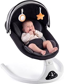 Electric Baby Swing for Infants to Toddler| Portable Infant Swing with Remote Control, Rocker with 5 Speeds, 3-Point Harness for Baby Boy Girl (Black)