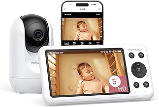 Momcozy Smart WiFi Baby Monitor with Camera and Audio,5" 1080P & Wall Mount | Electric Safe Fence, Motion & Sound & Cry Detection, Night Vision, 5000mAh Battery, 2-Way Talk, Photo & Video Recording, BM04