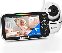 Kidsneed 5” Baby Monitor with Camera and Audio No WiFi | 48H Battery Life, Night Vision, Two Way Talk, Remote Pan Tilt Zoom, Thermal Monitor，1000 ft Range（935A）