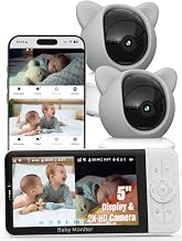 iFamily Smartphone Baby Monitor with APP& 5" Split HD Monitor &2K Camera x2 | wifi baby monitor,Night Vision, 2-Way Talk, Motion Tracking&Alerts, Temp Sensor, Lullabies,Secure WiFi Lock