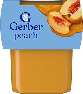 Gerber Stage 2 Baby Food, Peach Puree Tubs, No Artificial Colors or Flavors, Baby Puree, 16-Pack