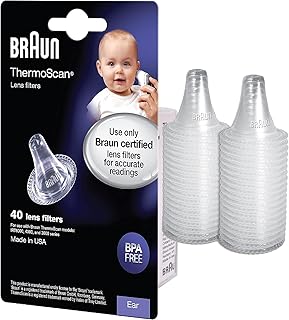Braun ThermoScan Lens Filters for Ear Thermometer, Baby Thermometer Ear Covers, Disposable Probe Covers, Clear, 40 Count