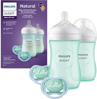 Philips AVENT Natural Baby Bottle with Natural Response Nipple, Teal Baby Gift Set, SCD837/02