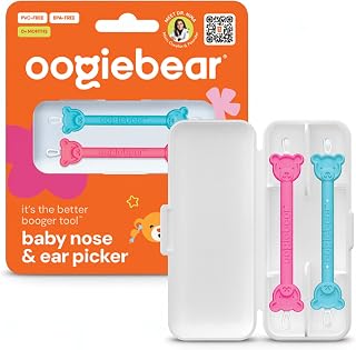 oogiebear: Baby Nose Cleaner & Ear Wax Removal Tool - Safe Booger & Earwax Removal for Newborns, Infants, Toddlers - Dual-Ended - Essential Baby Stuff, Diaper Bag, Raspberry & Seafoam with case