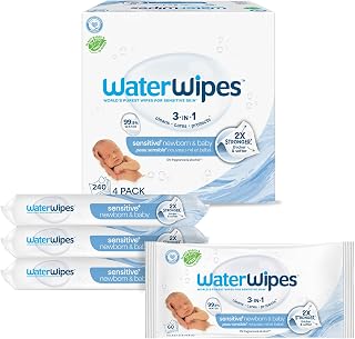 Sensitive+ Newborn & Baby Wipes, 3-In-1 Cleans, Cares, Protects, 99.9% Water, Unscented & Hypoallergenic, 240 Count (4 Packs)