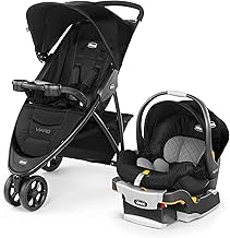 Chicco Viaro Travel System, Viaro Quick-Fold Stroller with KeyFit 30 Infant Car Seat and Base, Black/Black