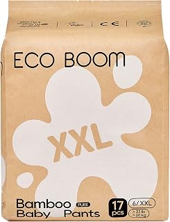 ECO BOOM Training Pants for Toddler Potty, Hypoallergenic for Sensitive Skin, Size 6 Suitable for 33+lb (XXL - 17 Count)