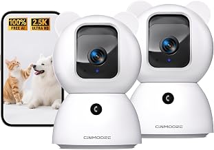 2.5K Indoor Camera 2pack, Free AI Person/Pet/Cry Detection, 4MP Pet/Dog/Cat/Baby Camera w/Phone App, Cameras for Home Security, Pan Tilt 2.4GHz WiFi, Night Vision, Full Duplex 2-Way Audio
