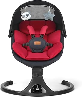 Baby Swings for Infants, Portable Baby Swing for Newborns with Bluetooth, Electric Infant Swing with 5 Speed Motions, 12 Melodies & Remote Control (Max 20 lbs, Red)